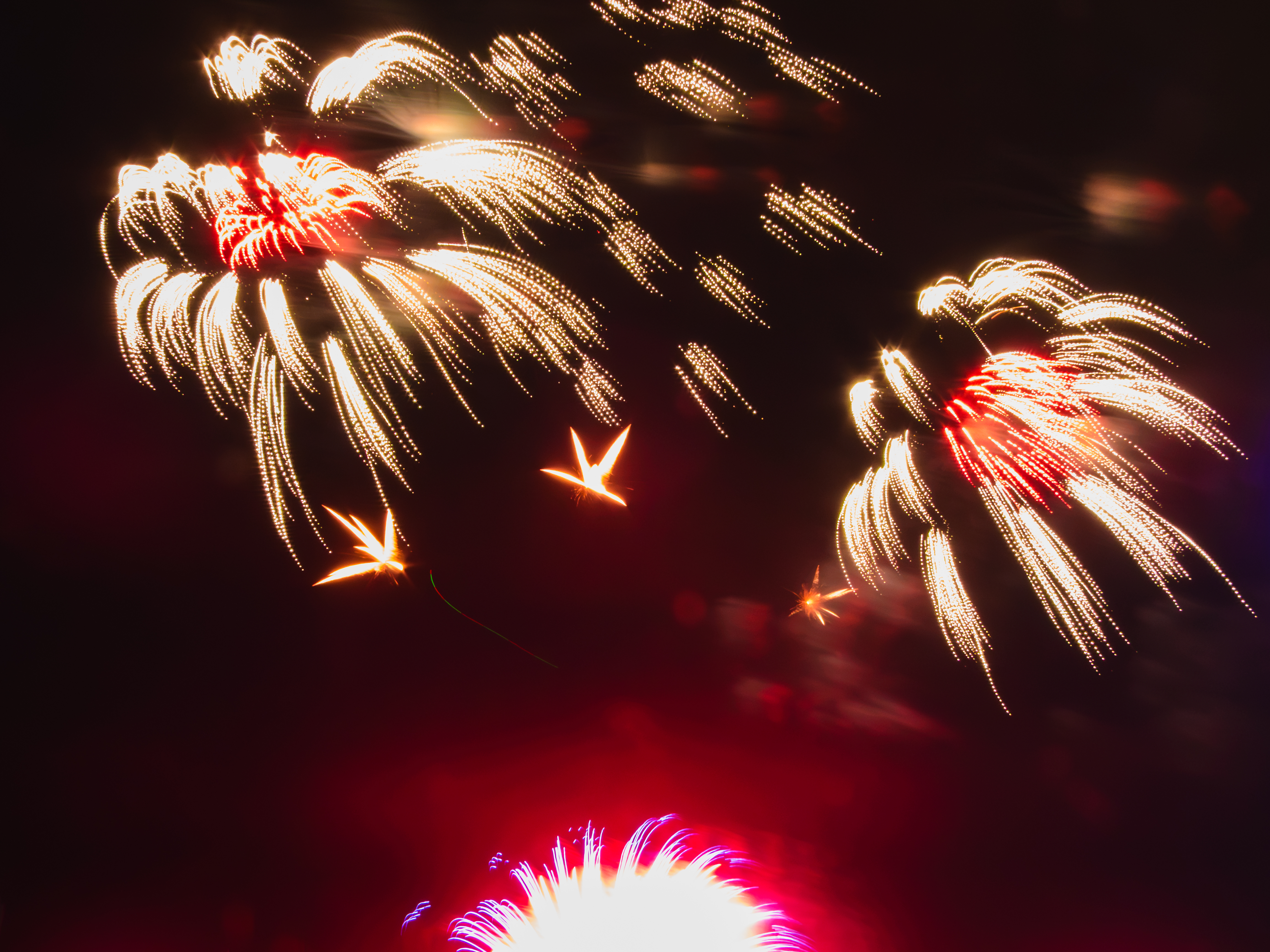 Fireworks -- the small ones look like little guys jumping